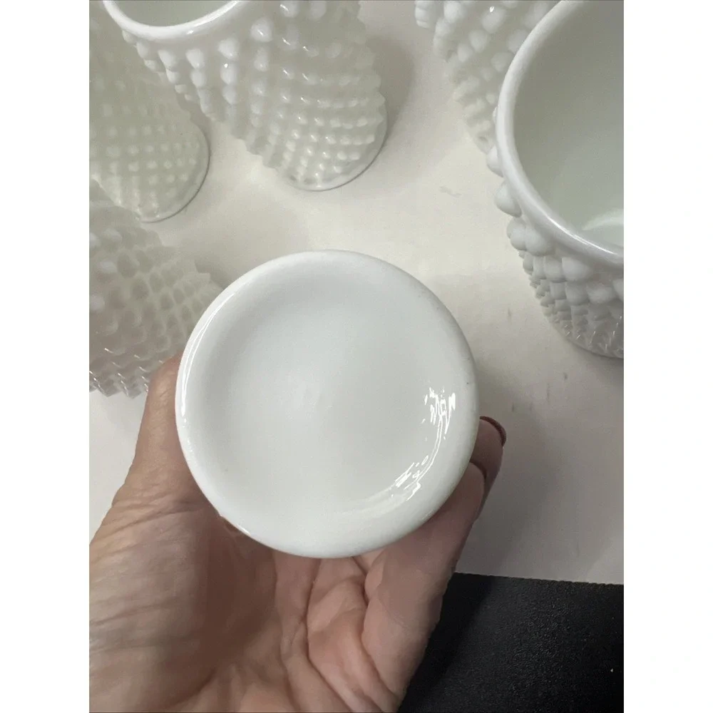 Set of 6 Vintage Fenton White Milk Glass Hobnail Tumblers